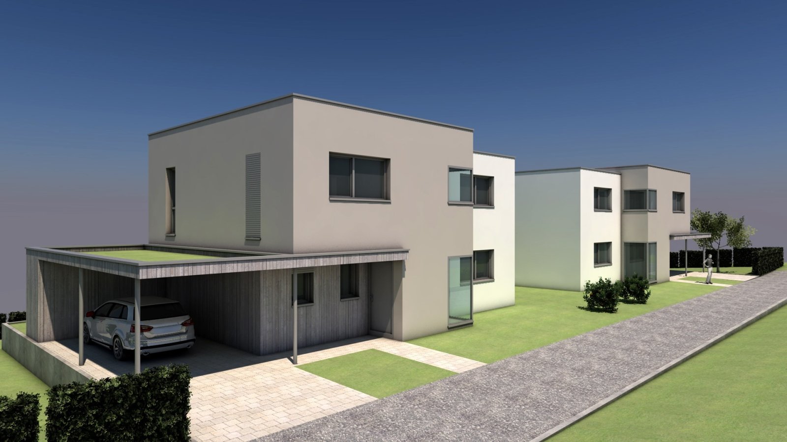 Baugrundstück mit Planung für zwei Einfamilienhäuser (Doppelhaus-Variante)