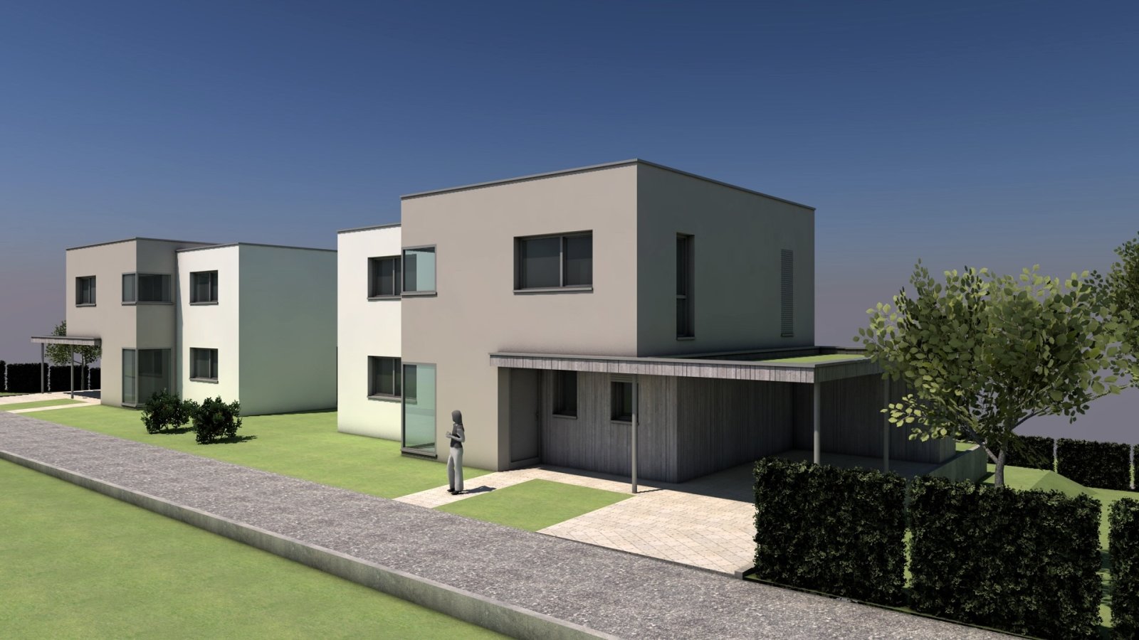 Baugrundstück mit Planung für zwei Einfamilienhäuser (Doppelhaus-Variante)