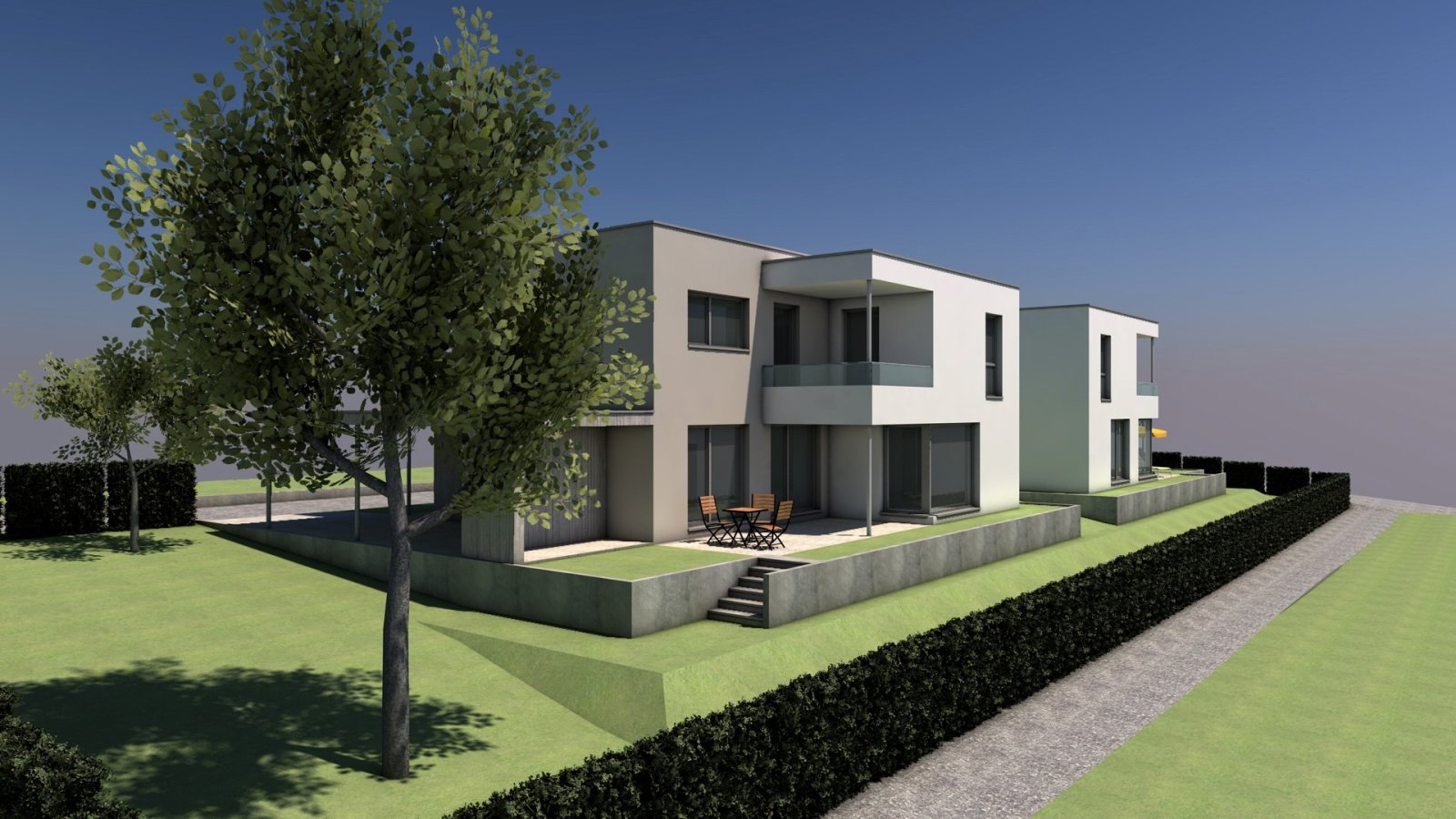 Baugrundstück mit Planung für zwei Einfamilienhäuser (Doppelhaus-Variante)
