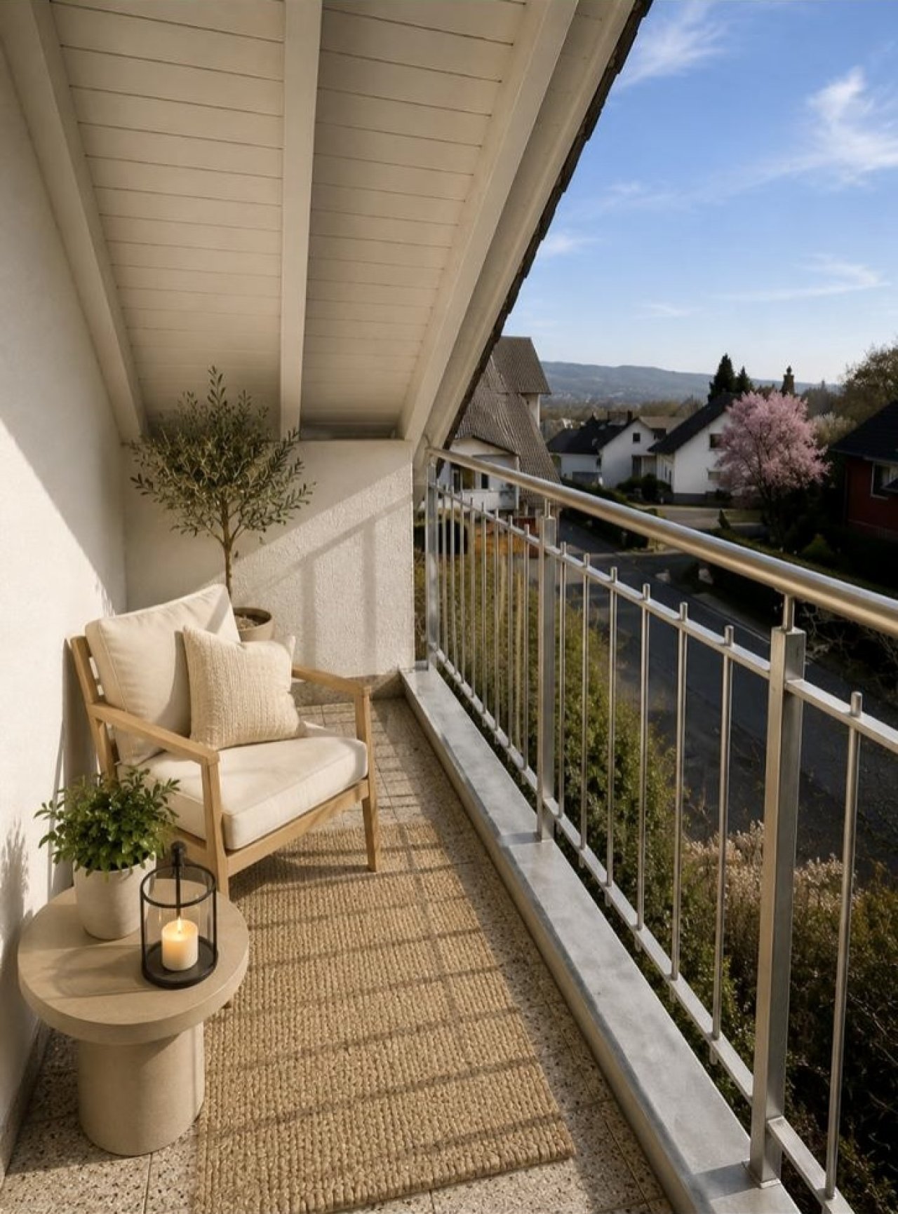 Balkon mit Panoramablick und hochwertiger Edelstahlbrüstung
