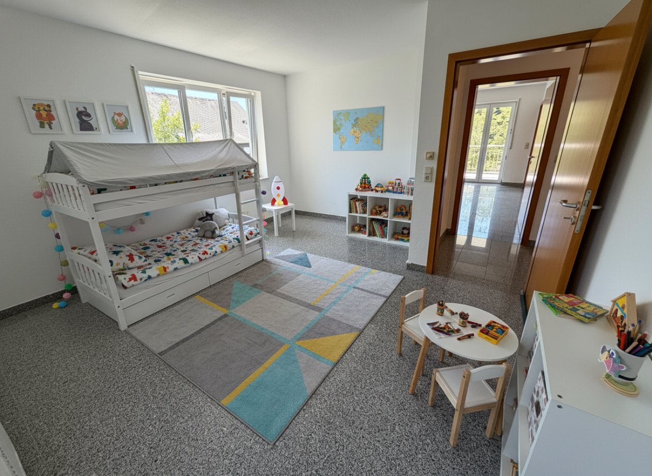 Kinderzimmer mit flexibler Raumaufteilung und reichlich Platz für Spiel und Schlaf Kinderzimmer mit flexibler Raumaufteilung und reichlich Platz für Spiel und Schlaf