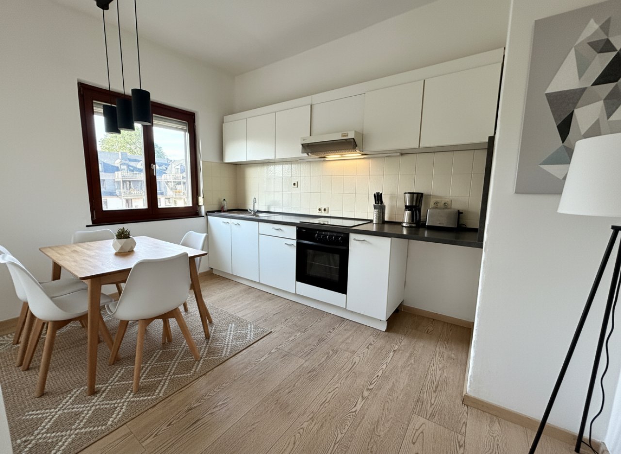 Moderne Küche mit praktischer Essecke und optimaler Raumnutzung