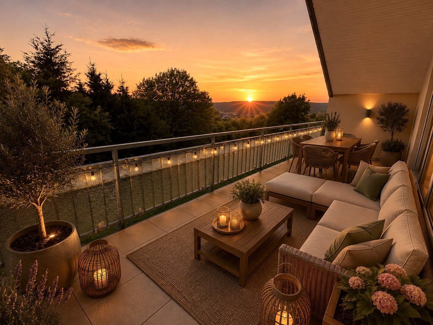 Panorama-Terrasse mit Fernblick und integrierter Beleuchtung