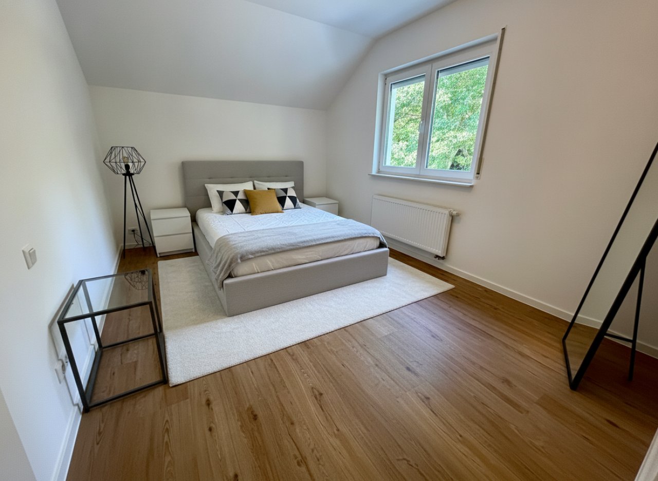 Helles Dachzimmer mit Dachfenster und optimaler Belichtung