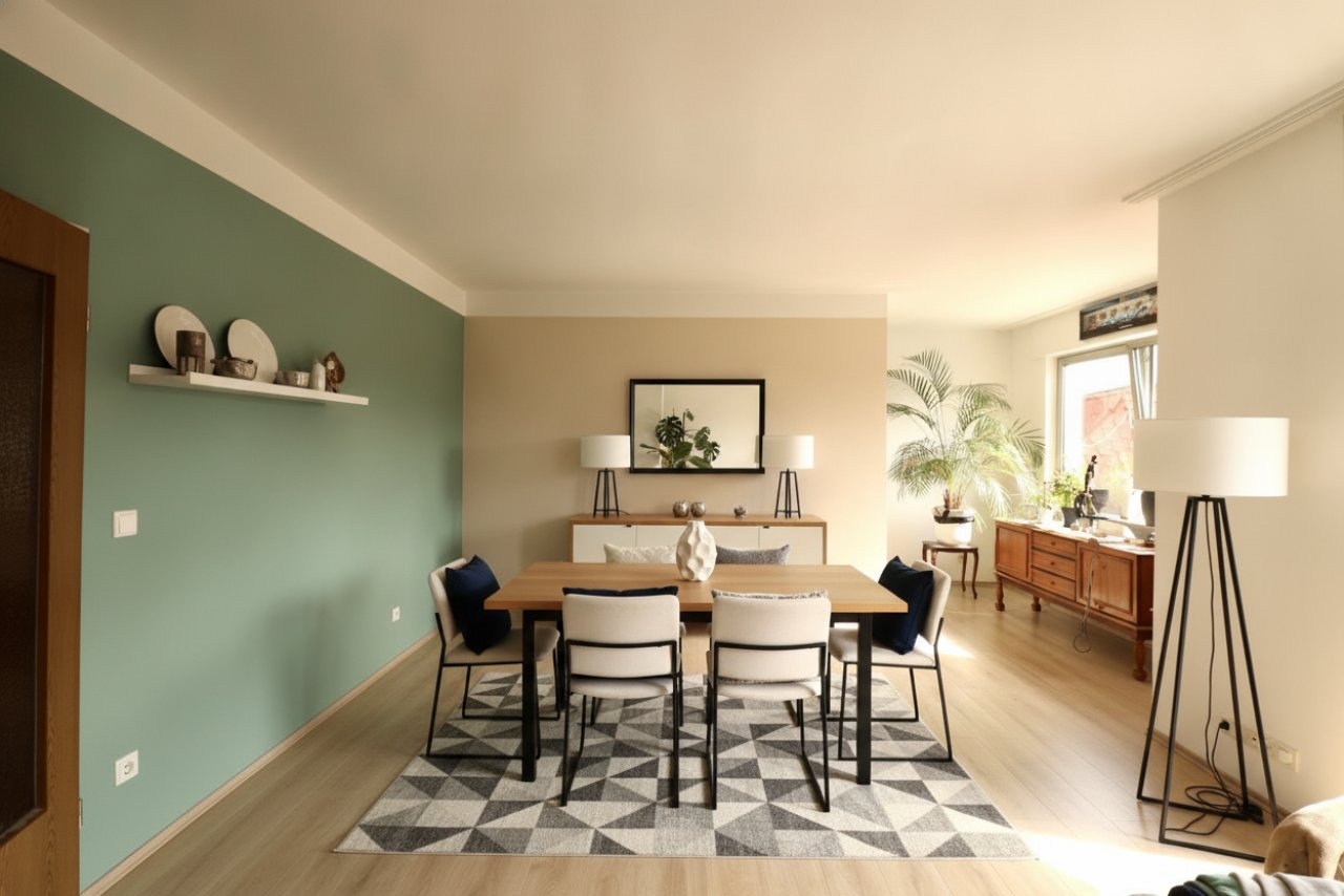 Loft-Schlafzimmer mit offener Raumgestaltung und Tageslicht