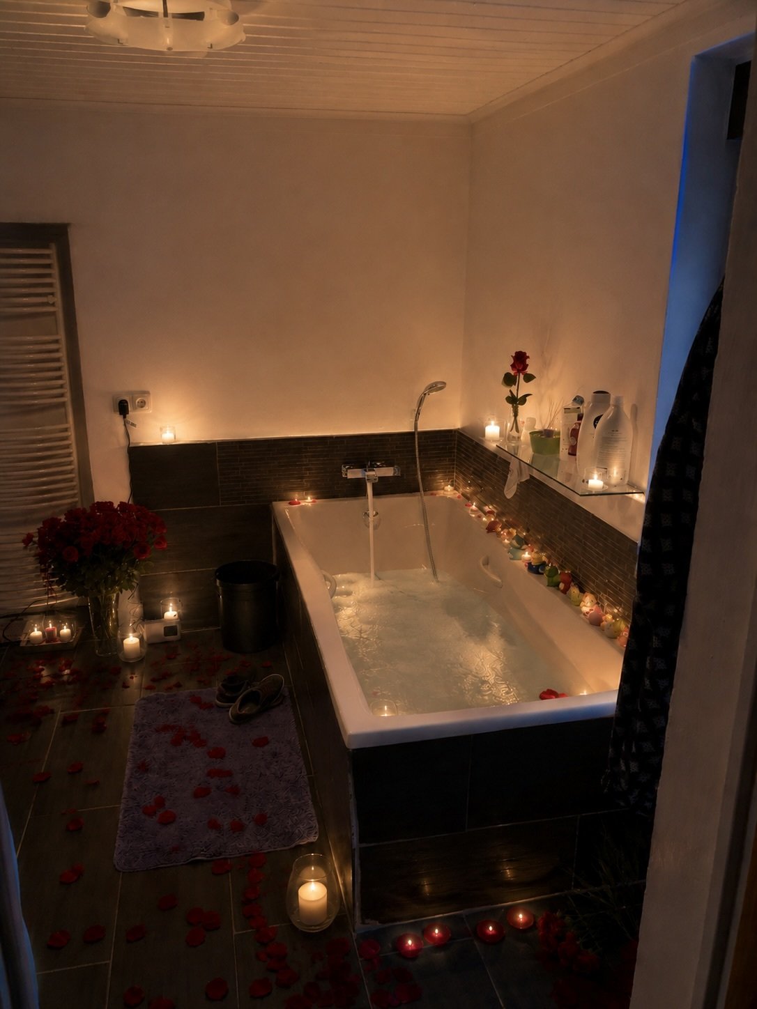Luxuriöses Badezimmer mit freistehender Wanne und hochwertiger Ausstattung Luxuriöses Badezimmer mit freistehender Wanne und hochwertiger Ausstattung