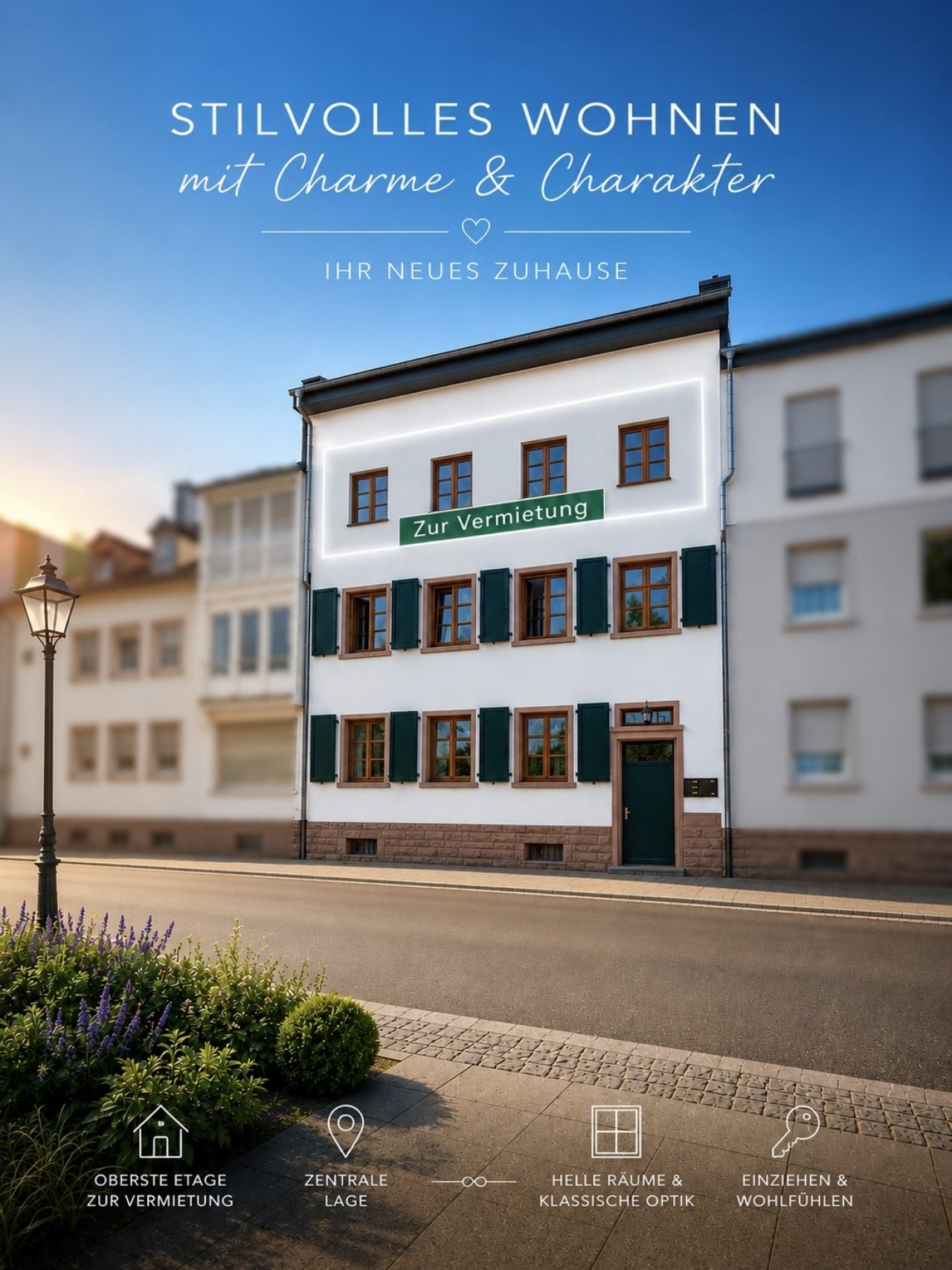 Klassische Fassade mit authentischem Charme und modernem Anstrich Klassische Fassade mit authentischem Charme und modernem Anstrich