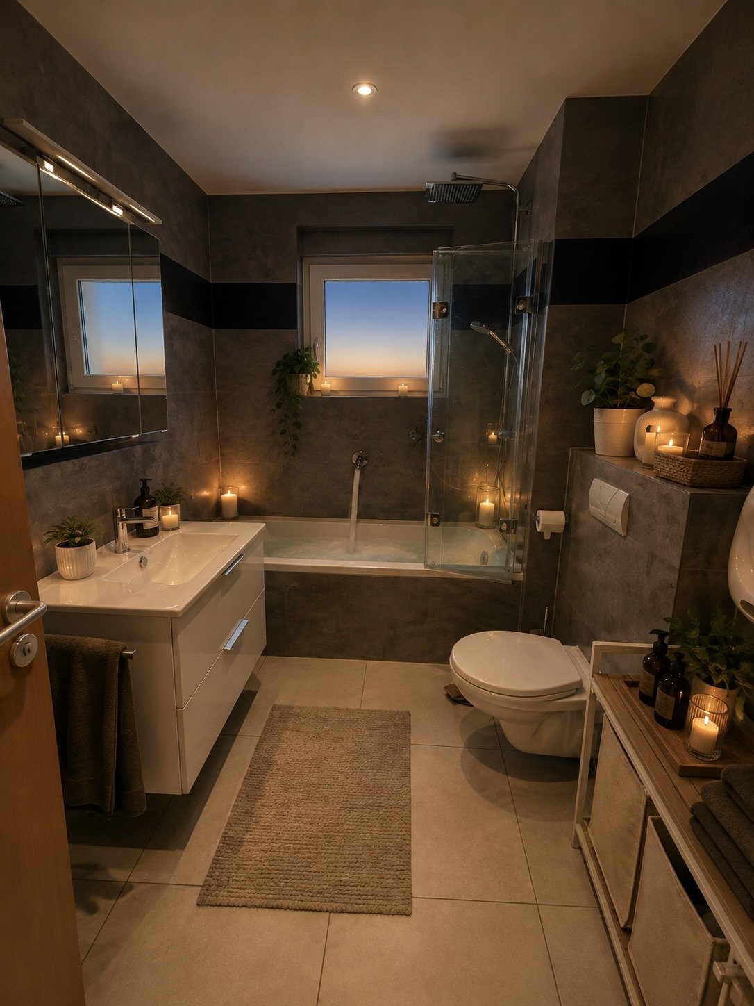 Hauptbad mit Badewanne und Fenster (saniert) Hauptbad mit Badewanne und Fenster (saniert)