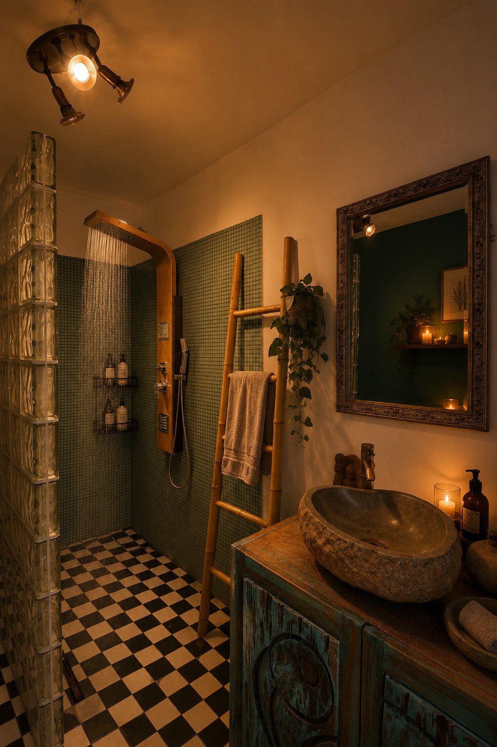 Luxuriöses Badezimmer mit begehbarer Dusche und hochwertigen Sanitäreinrichtungen Luxuriöses Badezimmer mit begehbarer Dusche und hochwertigen Sanitäreinrichtungen
