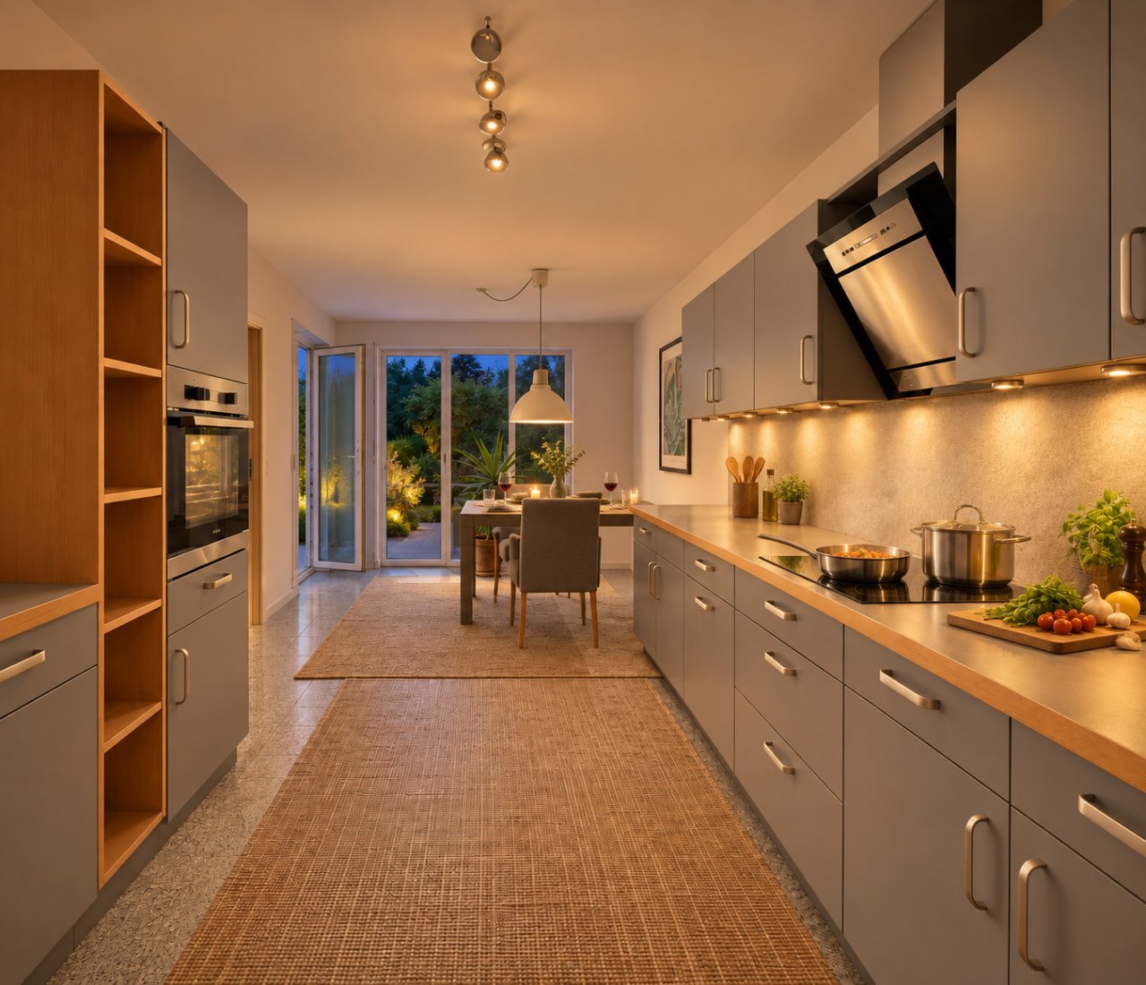 Moderne Küche mit direktem Zugang zur Terrasse Moderne Küche mit direktem Zugang zur Terrasse