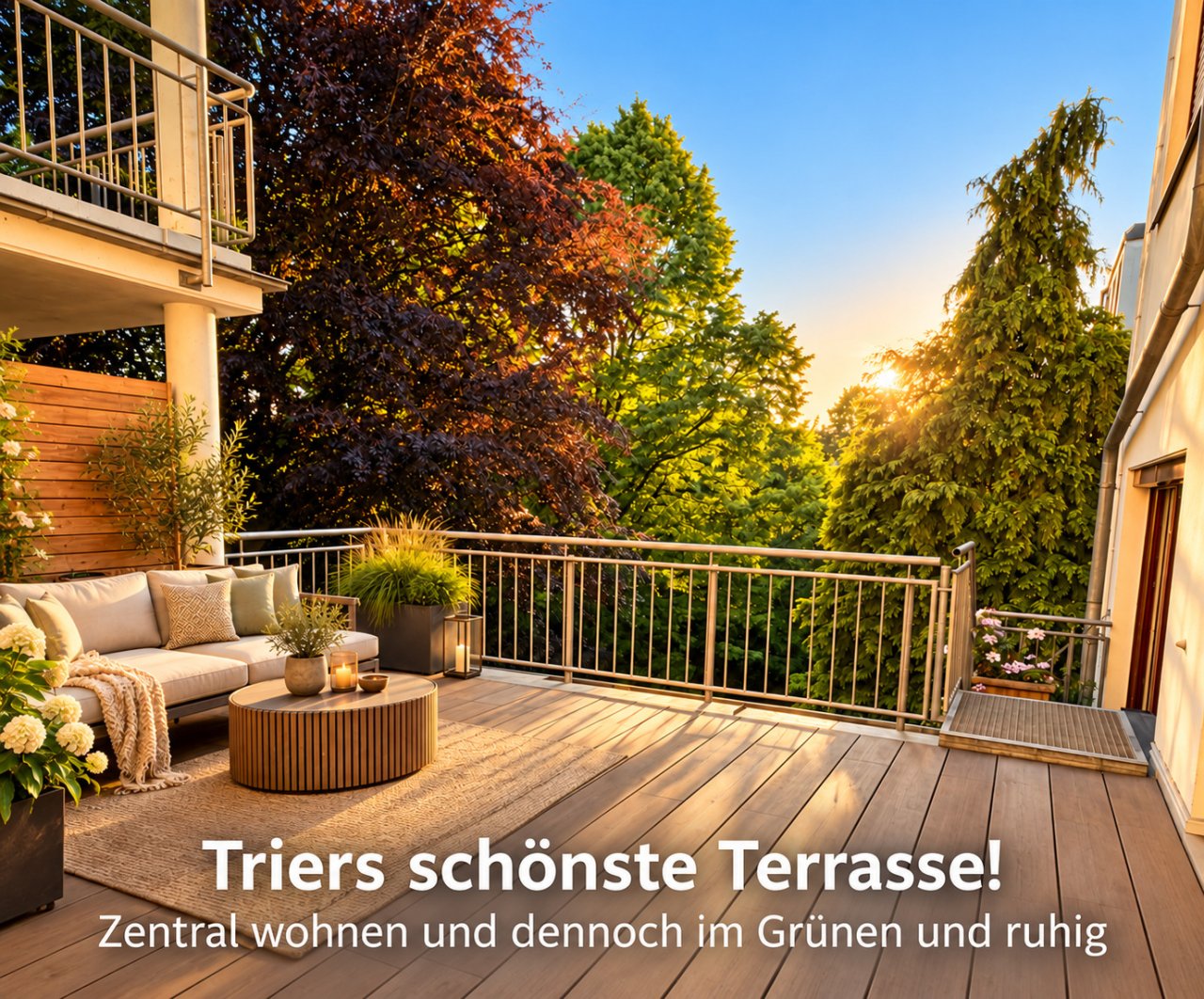 Großzügige Terrasse mit Blick ins Grüne